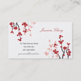 Tarjeta De Visita Colores de cerezo Sakura Rojo Florencia Oriental Z