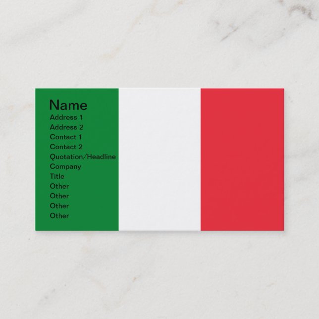 Tarjeta De Visita Colores de Italia (Anverso)