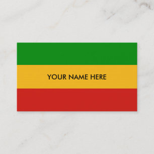 Tarjeta De Visita COLORES DE LA BANDERA DE RASTAFARI + su texto