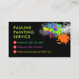 Tarjeta De Visita Colores de pintura de casa con salpicaduras de pin