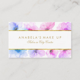 Tarjeta De Visita Colores florales azules y púrpura Belleza elegante