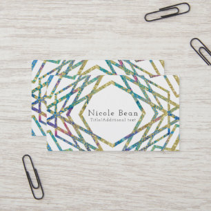 Tarjeta De Visita Colores Glam Geométricos y Chic Moderno Dorado Per