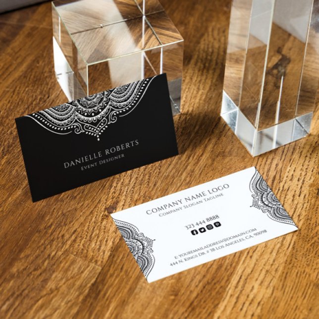 Tarjeta De Visita Colores inversos de Mandala en blanco y negro (Subido por el creador)