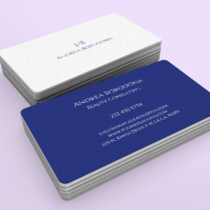 Tarjeta De Visita Colores minimalistas azul marino y blanco reversib