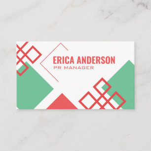 Tarjeta De Visita Colores modernos y minimalistas de coral y menta