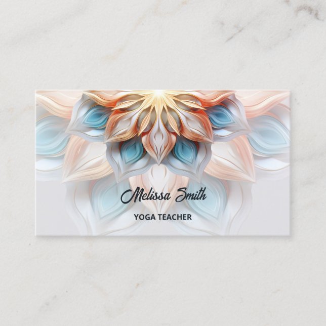 Tarjeta De Visita Colores Pastel brillantes Mandala (Anverso)