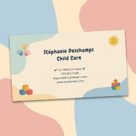 Tarjeta De Visita Colores Pastel - Cuidado Infantil