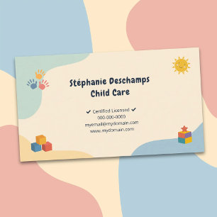 Tarjeta De Visita Colores Pastel - Cuidado Infantil