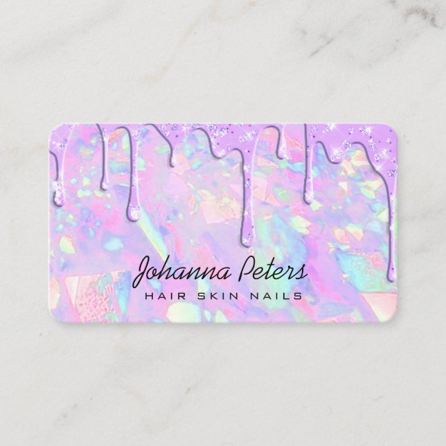 Tarjeta De Visita colores pastel goteando violeta (Anverso)