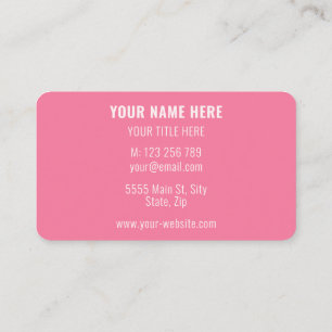 Tarjeta De Visita Colores personalizados Elegante Simple Rosa Person