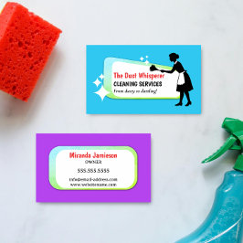 Tarjeta De Visita Colorful Dusting Maid Professional Cleaning Busine