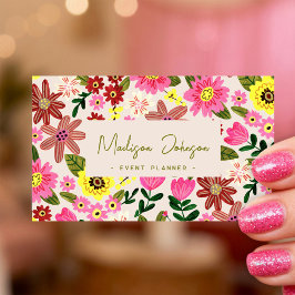 Tarjeta De Visita Colorful Floral Event Planner Business Card Design