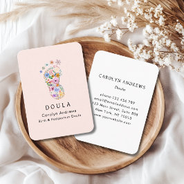 Tarjeta De Visita Colorful Flower Baby Footprint Logo Blush-Pink 
