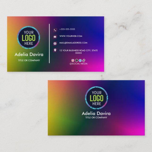Tarjeta De Visita Colorful Gradient Business Card Modern Design (Anverso / Reverso)