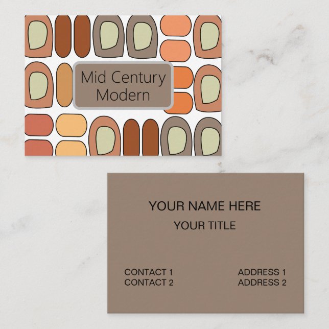 Tarjeta De Visita Colorful Mid Century Modern Geometric (Anverso / Reverso)
