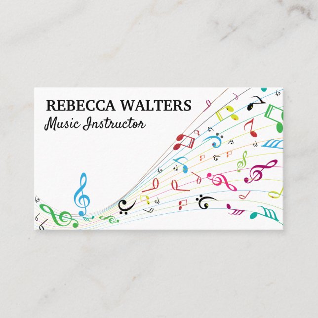 Tarjeta De Visita Colorful Music Notes (Anverso)