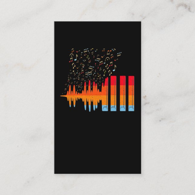 Tarjeta De Visita Colorful Music Notes Musician Pianist (Anverso)