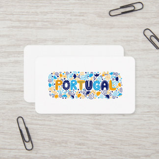 Tarjeta De Visita Colorful Portugal Folk Art Typography Design