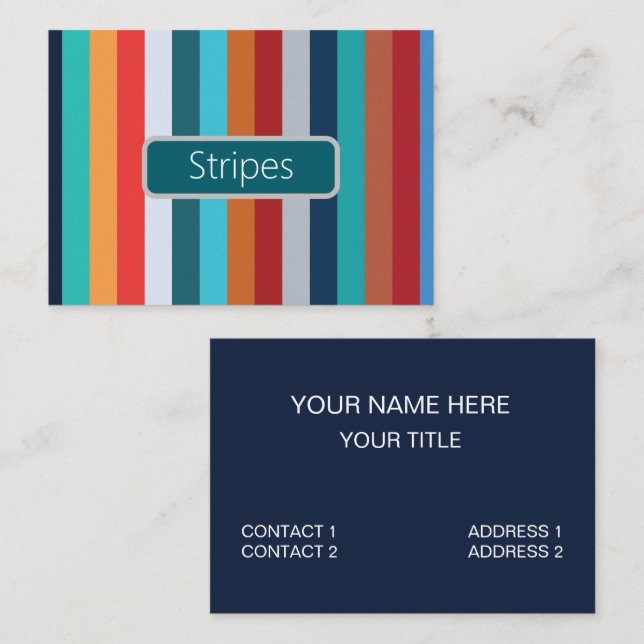 Tarjeta De Visita Colorful Vertical Retro Stripes (Anverso / Reverso)