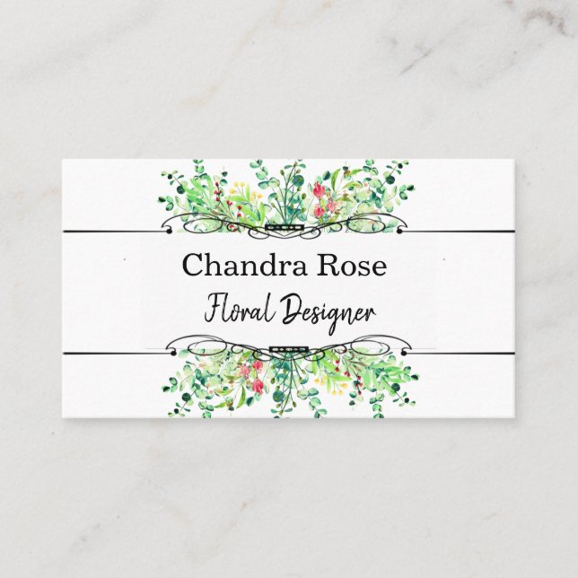 Tarjeta De Visita Colorida acuarela Floral Bouquet personalizado (Anverso)