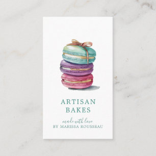 Tarjeta De Visita Colorida acuarela Macaron Baker Pastry Chef