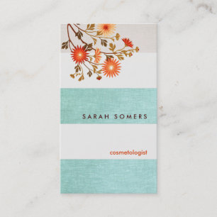 Tarjeta De Visita Colorida banda turquesa Naranja Salón de Cosmetolo