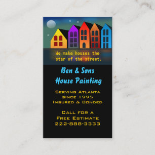 Tarjeta de visita colorida de las casas