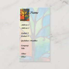 Tarjeta de visita colorida del vitral del árbol