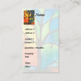 Tarjeta de visita colorida del vitral del árbol