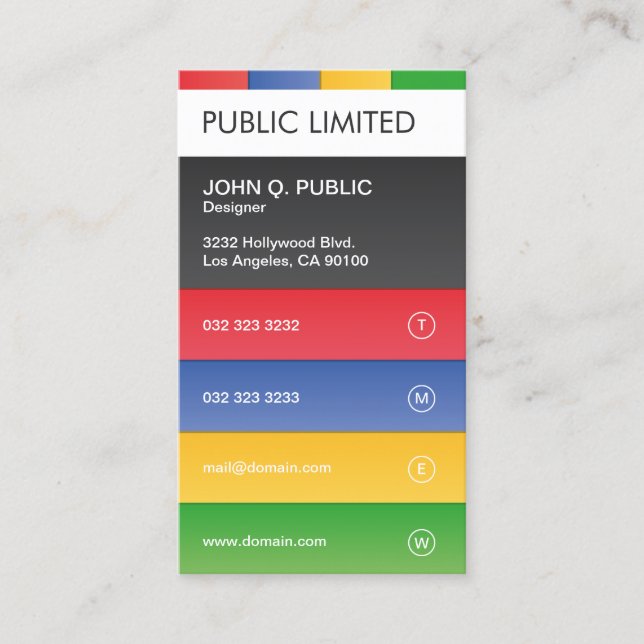 Tarjeta De Visita Colorida empresa profesional moderna (Anverso)