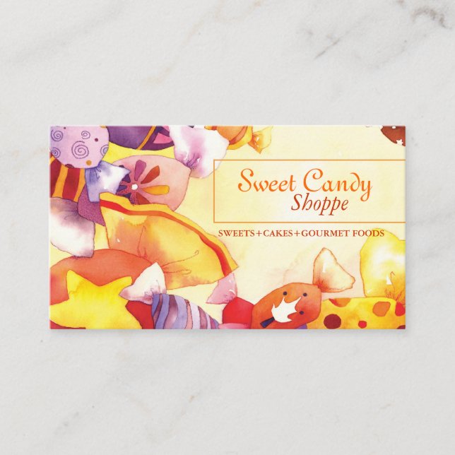 Tarjeta De Visita Colorida tienda de dulces (Anverso)