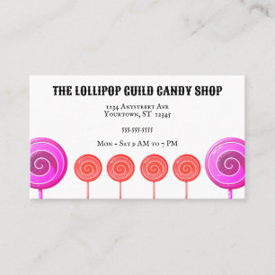 Tarjeta De Visita Colorida Tienda de dulces de Lollipops