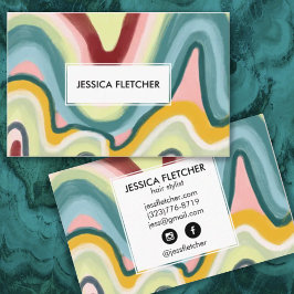 Tarjeta De Visita Coloridas franjas onduladas Minimalista Guay Moder
