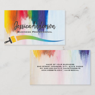 Tarjeta De Visita Coloridas pinceladas de pincel   Artístico