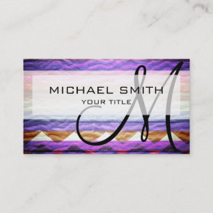 Tarjeta De Visita Coloridas rayas de chevron de madera #22