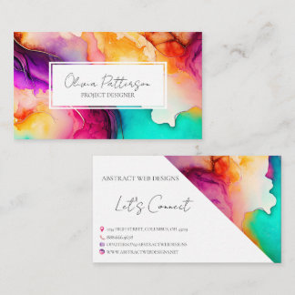 Tarjeta De Visita Colorido Abstracto Estilo Tinta Alcohólica