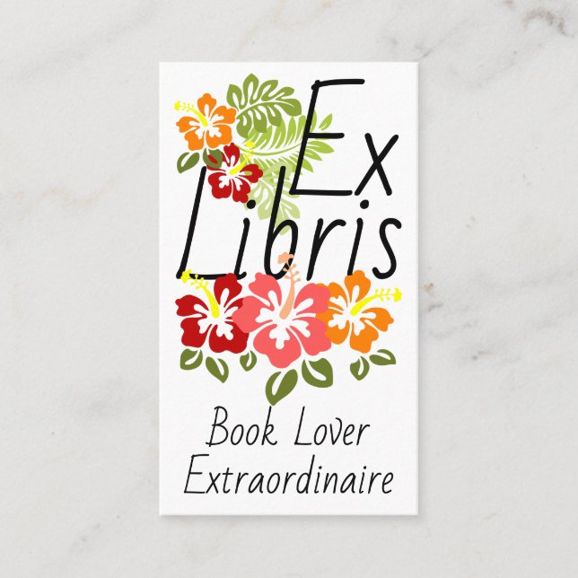 Tarjeta De Visita Colorido amante del libro de Hibiscus (Anverso)