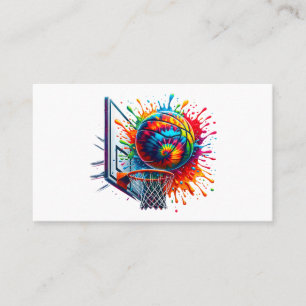 Tarjeta De Visita Colorido Baloncesto Tie Dye Color Basketball Hoop