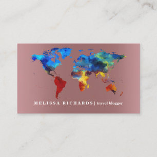 Tarjeta De Visita Colorido blog de viajes del Mapa Mundial