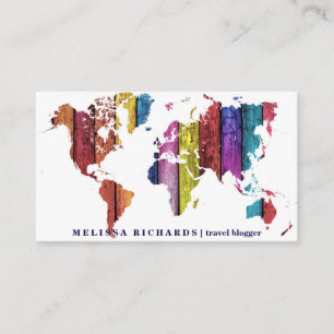 Tarjeta De Visita Colorido blog de viajes del Mapa Mundial