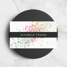 Tarjeta De Visita Colorido bokeh de Confetti en White Modern