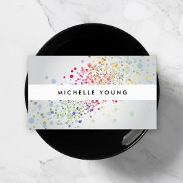 Tarjeta De Visita Colorido bokeh de Confetti sobre la modernidad gri