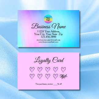 Tarjeta De Visita Colorido Brillante Tu Logotipo Recompensa Lealtad