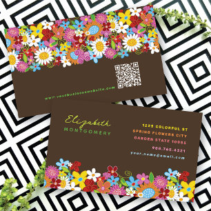 Tarjeta De Visita Colorido Chic Diversión Caprichosas Flores de Prim