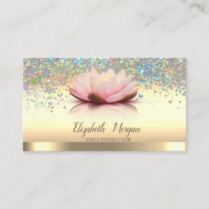 Tarjeta De Visita Colorido Confeti Flor de Loto Dorado Yoga 