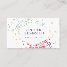 Tarjeta De Visita Colorido Confetti Bokeh Classic White