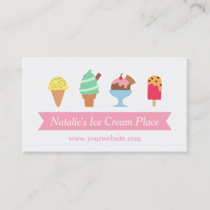 Tarjeta De Visita Colorido, Elegante, Negocio de Heladería