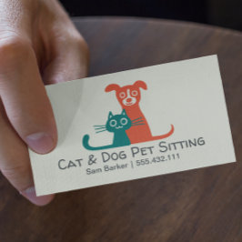 Tarjeta De Visita Colorido gato y Mascota de perro sentados | Cuidad