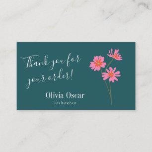 Tarjeta De Visita Colorido Moderno Rosa Verde Turquesa Floral Gracia