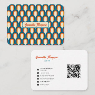 Tarjeta De Visita Colorido patrón arco iris del arco retro Código QR